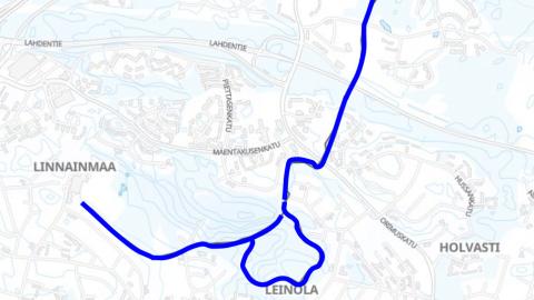 Atala-Leinola-Olkahinen-latureitin kunnostus kartalla.